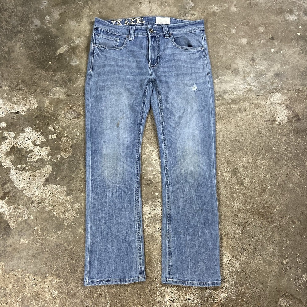 TK Axel Jeans Size 34x32 Blue Denim Medium Wash Classic Straight Fit Casual